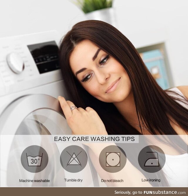 This lady is giving her washing machine some kind of look…