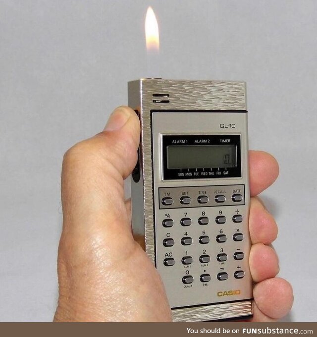 In 1979, Casio made a pocket calculator that doubled as a cigarette lighter, known as