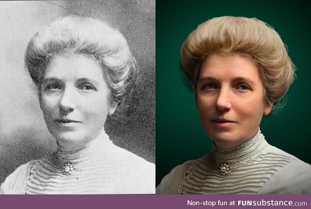 Kate Sheppard, leading figure women's suffrage movement in NZ (1905).Reimagined by Me