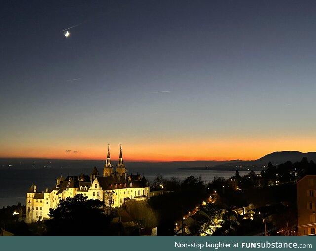 Sunset over Neuchatel Castle