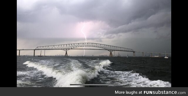 The Francis Scott Key Bridge on a Stormy Day in July 2021