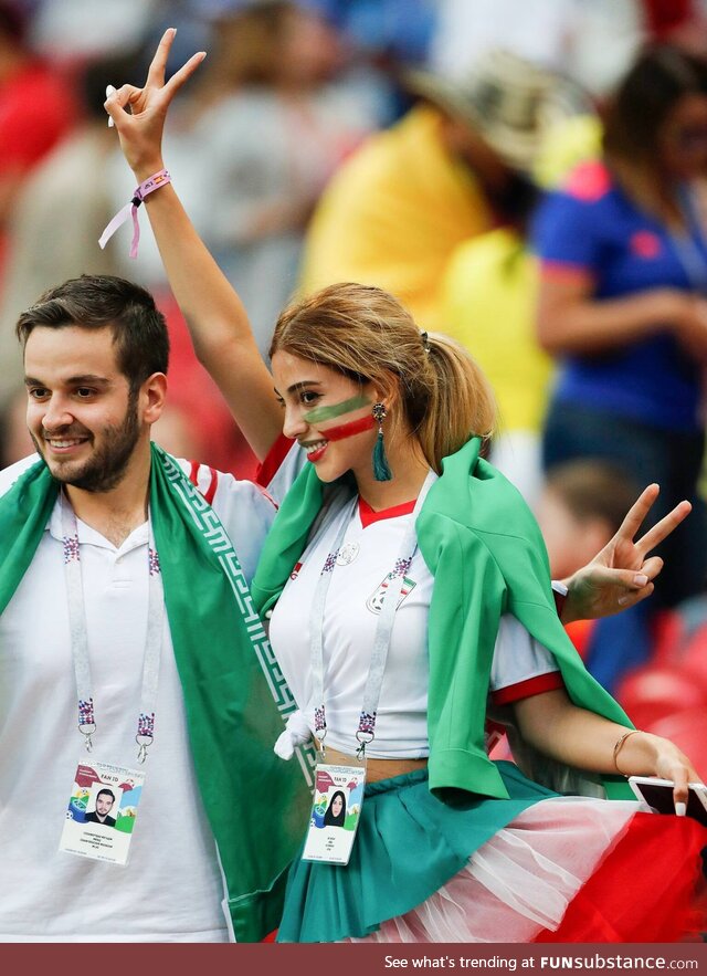 Iranian girl takes off her hijab and just enjoys sports game