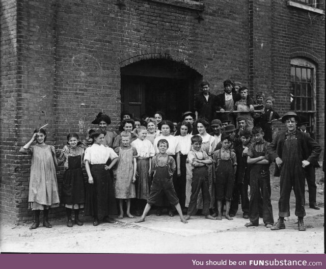 Every one of these were working in the cotton mill at North Pownal, VT, 1900. Photo by