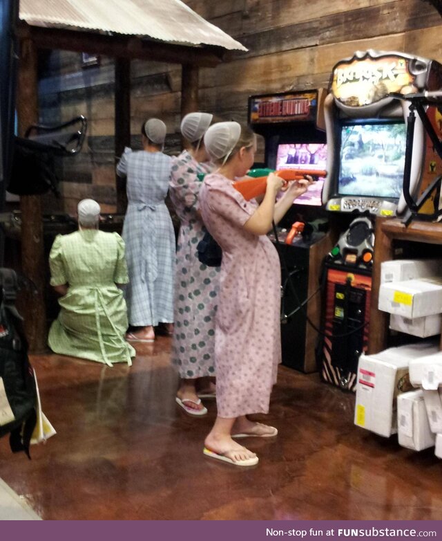 We're doing Mennonites having fun today. Bass Pro Shop, upstate NY. (OC)