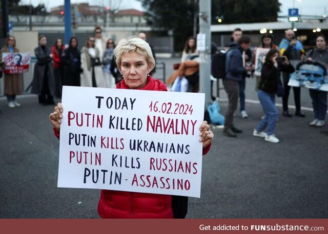 A demonstration near the Russian embassy in Rome, Italy