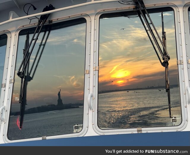 Lady Liberty reflecting