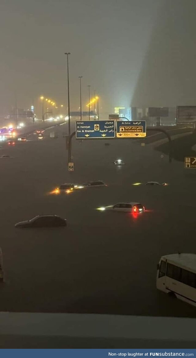 Another POV of the heavy rain last night near Ras Al-Khaima, Dubai UAE