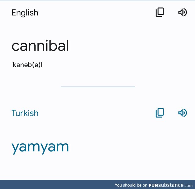 Turkish word for cannibal is an onomatopoeia