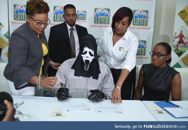 In 2019, Jamaican man claimed his $1.2M lotto prize in a Scream mask to avoid relatives