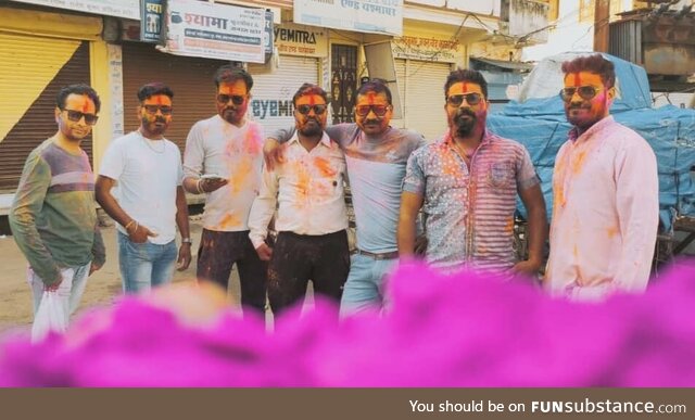 Holi Festival Celebration with Friends