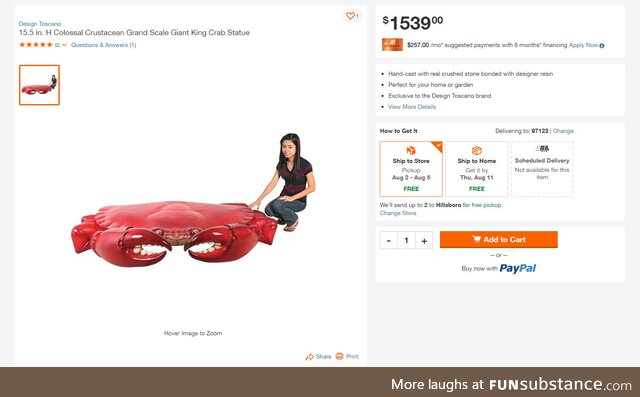 For all your 15 foot crab statue needs