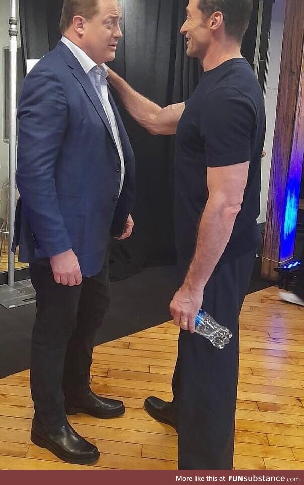 Brendan Fraser meeting Hugh Jackman