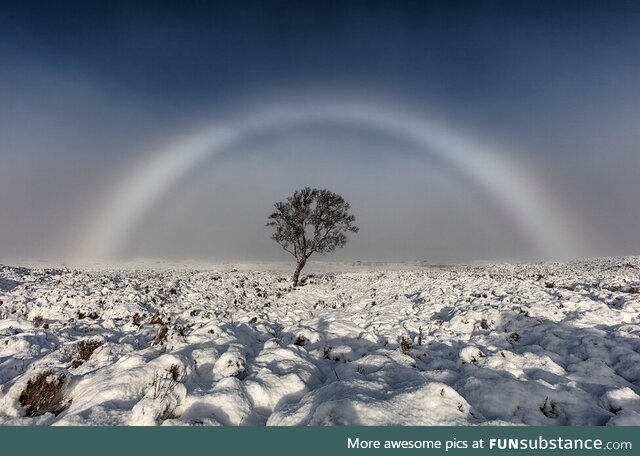 White rainbow over Scotland