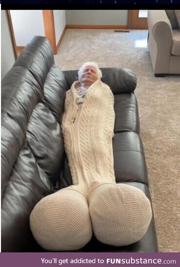 Grandma knitted herself a new blanket