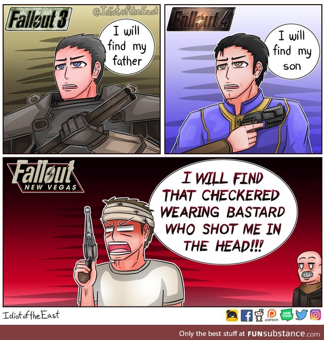 Fallout series plots in a nutshell... All of them are great, but fallout new vegas is