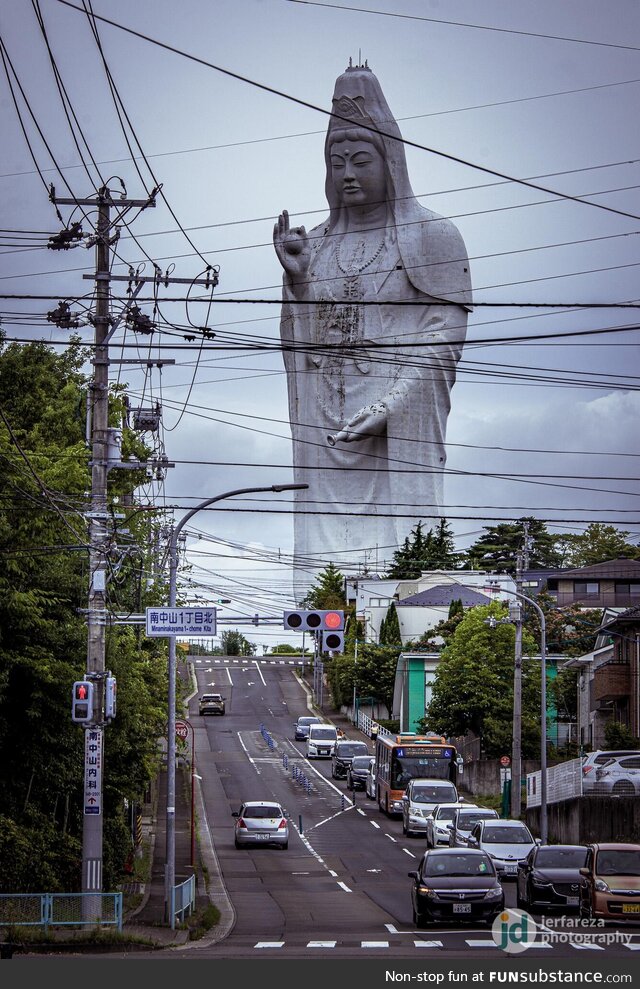 This giant statue in Sendai, Japan [OC]