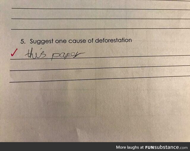 Had to get at least half credit for this on his test!