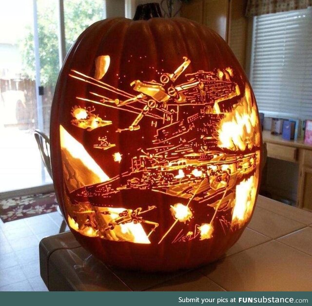 This Star Wars themed pumpkin carving