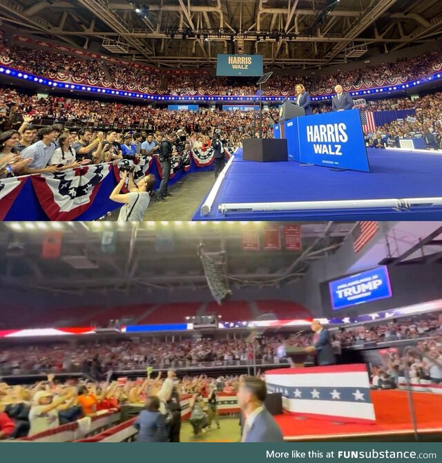 Harris rally vs. Trump rally. Same arena in Philly