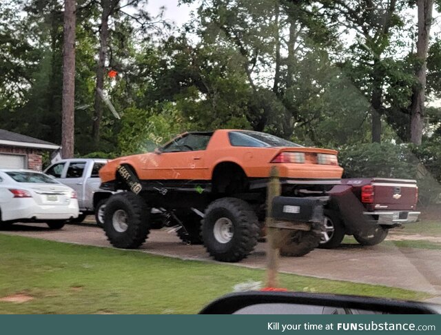 So we are doing jacked up cars now, here is the monster maro