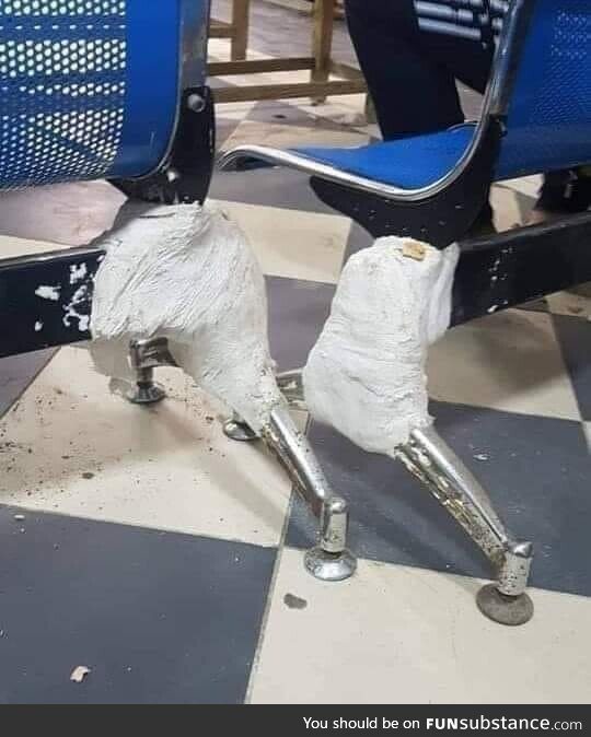 These broken chairs in hospital got bone cast