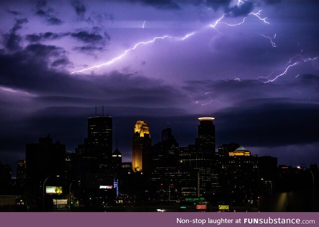 Lightning over Minneapolis [OC]