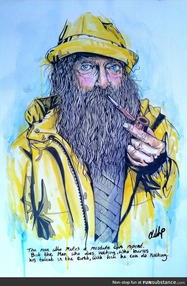 The fisherman. Was asked to add a quote to this print (OC)