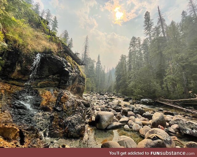 Smoky Day at Jerry Johnson Hot Springs in Idaho this summer