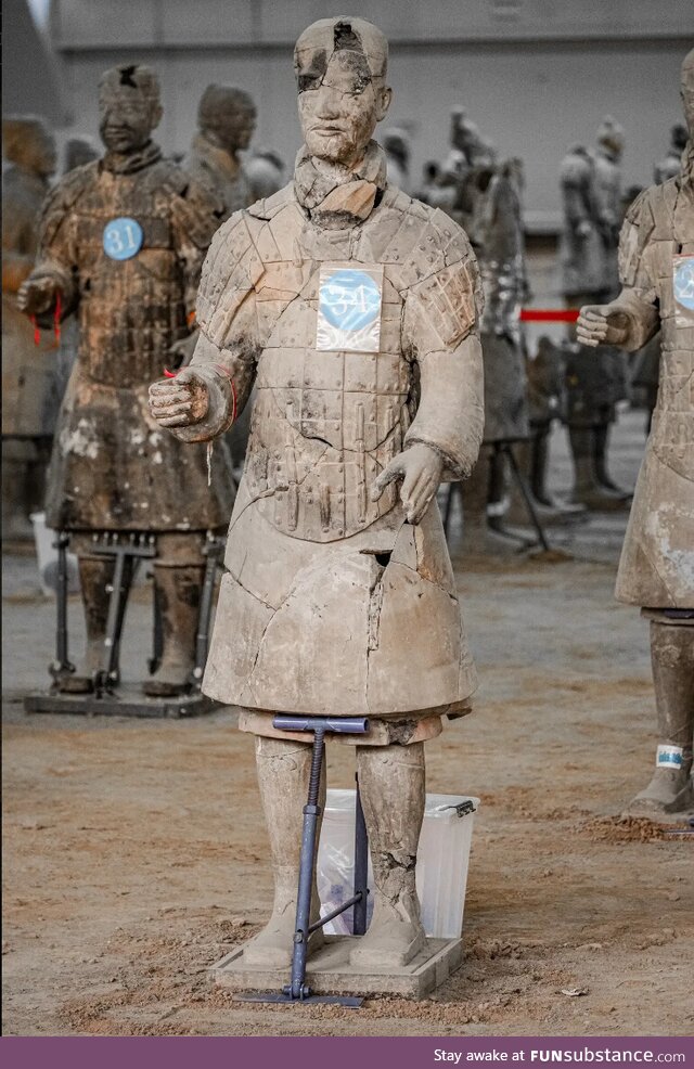 Terracotta warriors being restored