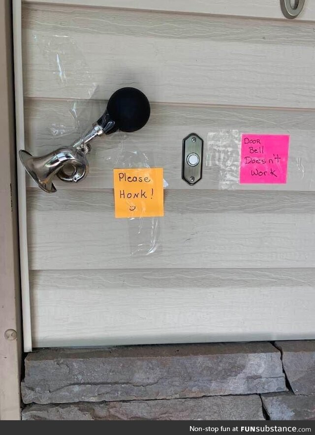 My family’s doorbell stopped working a week or so ago. We had to improvise