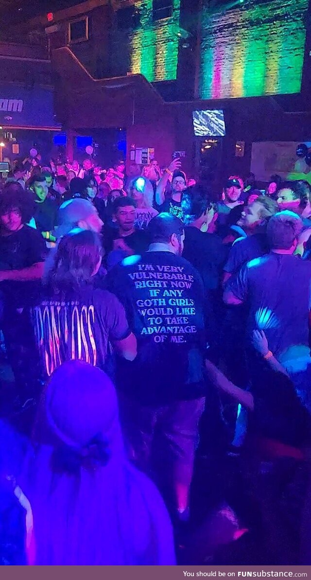 This guy's shirt in the club