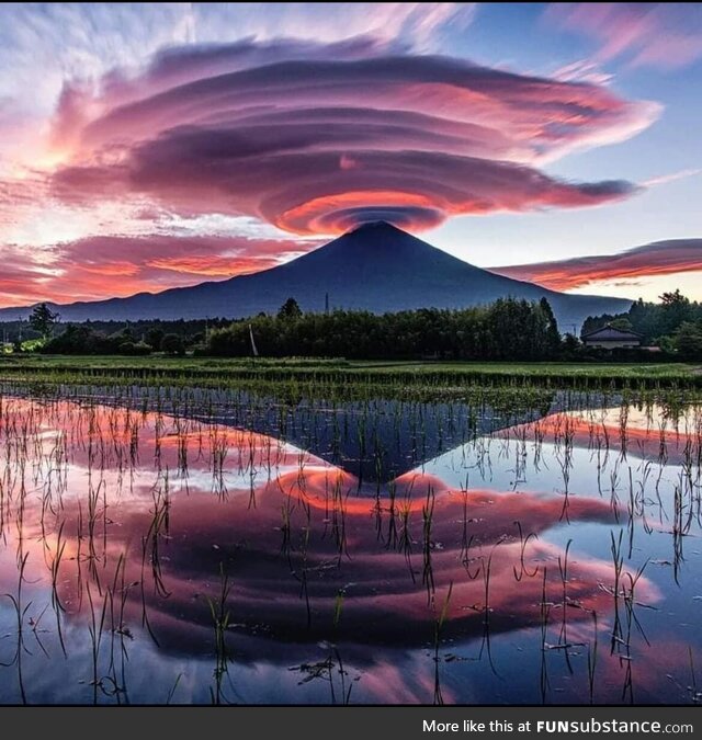 Mount Fuji reflecting on Lake Tanuki