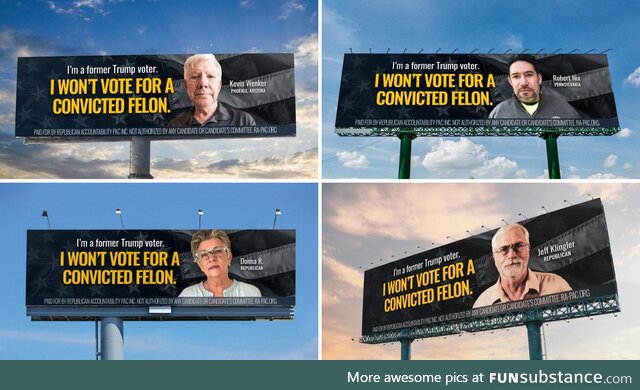 Anti Trump billboards across various swing states