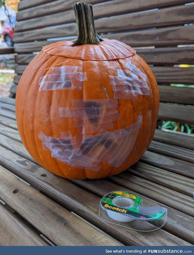 My 6 year old's solution for keeping ants from invading the jack-o-lantern