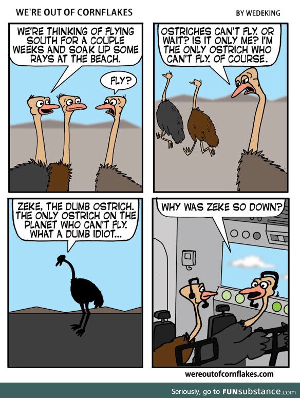 Zeke the depressed ostrich