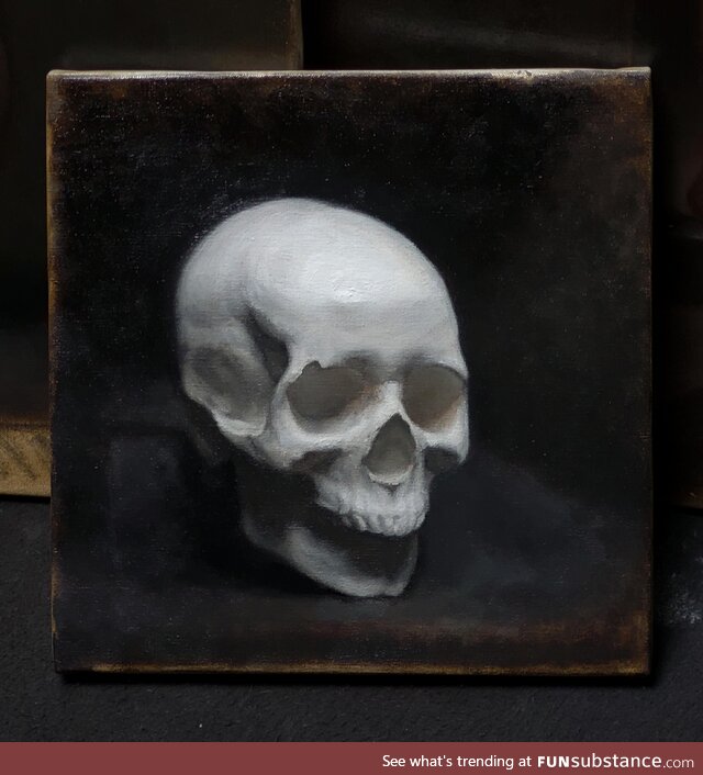 (oc) oil painting of a skull, kalina tosheva, 2022