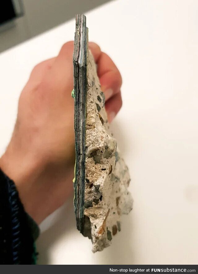 Spray paint layers on a broken piece of the Berlin Wall