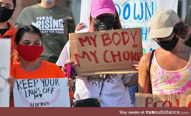 Abortion rights supporters gather to protest Texas S.B. 8 in front of Edinburg City Hall,