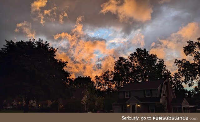 The sun reflecting through the clouds