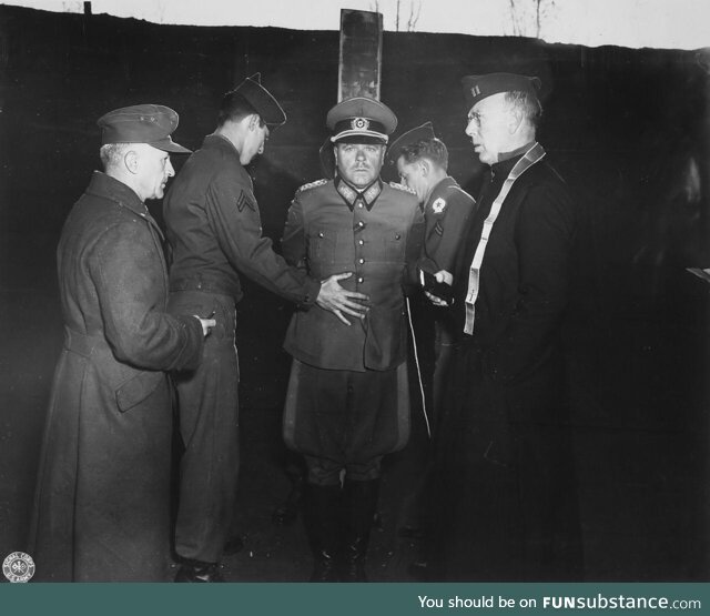 Moments Before the Execution of German General Anton Dostler for War Crimes (details