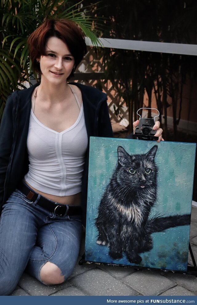 [OC] I painted my neighbor's cat with her ashes