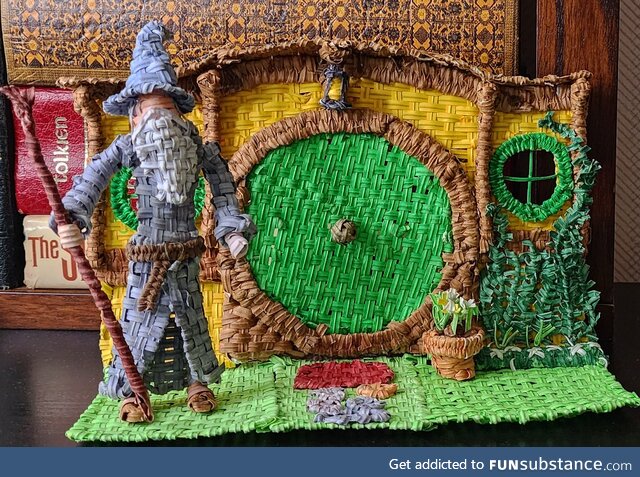 Gandalf and Bag End made out of twist ties!