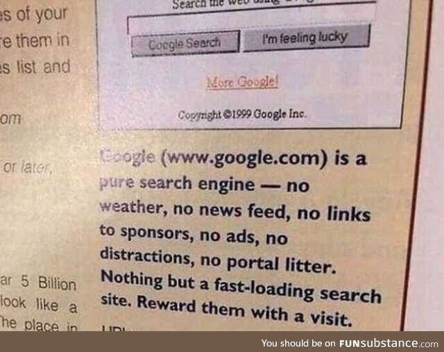 A Google ad from 1999