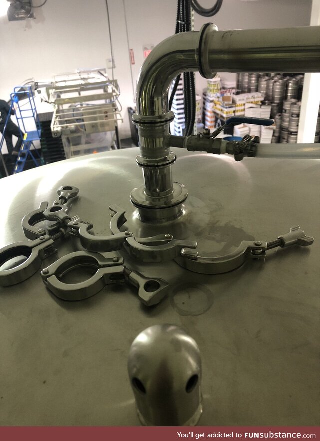 The top of a beer tank during yearly inspection [OC]