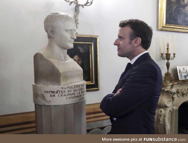 Napoleon looking at Macron