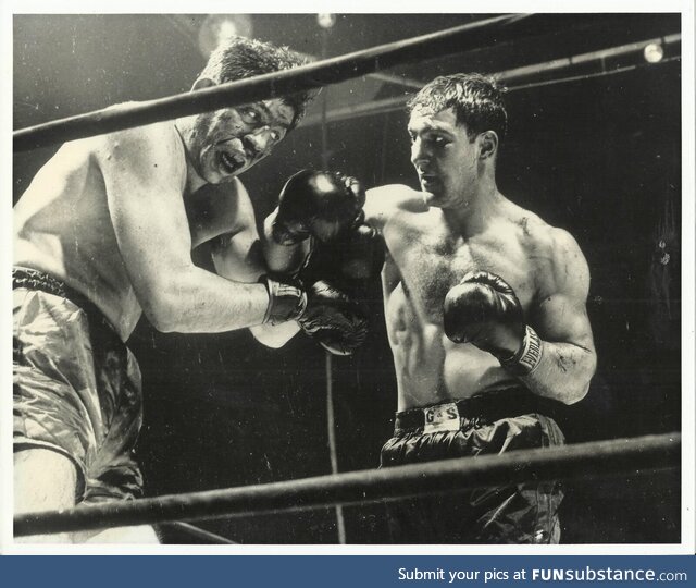 The 5,10 Rocky Marciano beats 6,4 Carmine Vingo into a literal coma. Marciano would