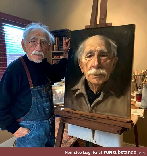 84 year old Uncle Bob wanted to show the "internet folks" his self-portrait he made