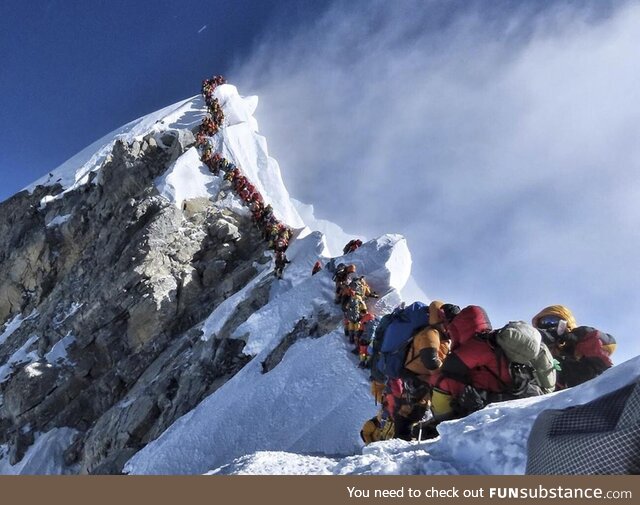 Queue to reach the top of Mount Everest