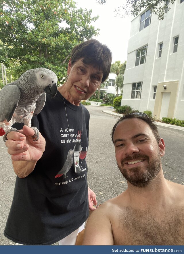 This lady let me take a picture with her bird. It’s 23 years old. Wow!