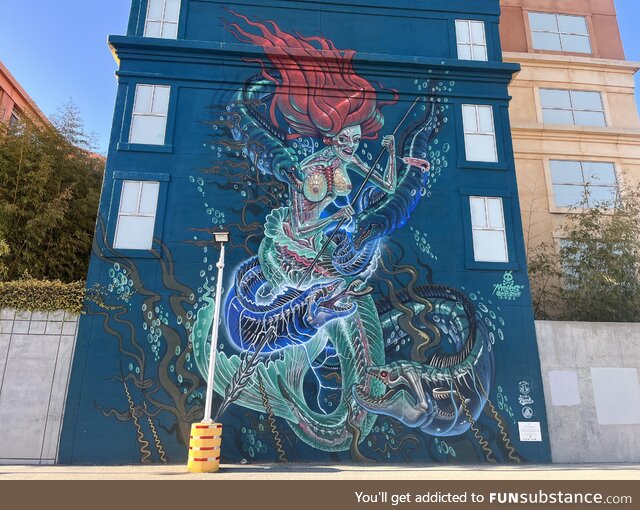 Ariel is angry about the state of the Oceans: Mural in Santa Cruz, CA